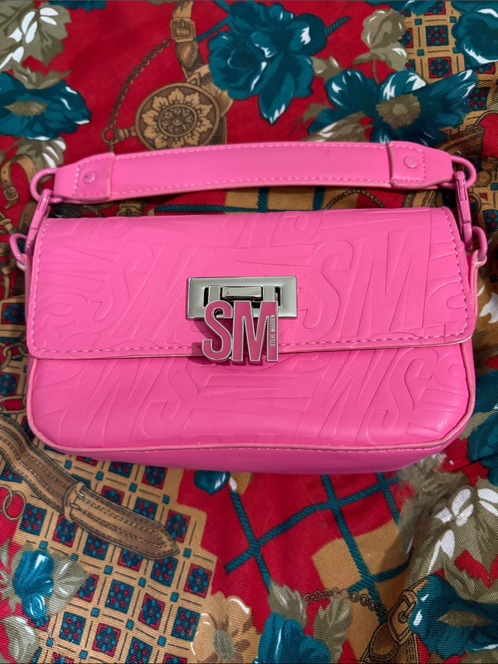 SM Embossed Pink Shoulder Bag